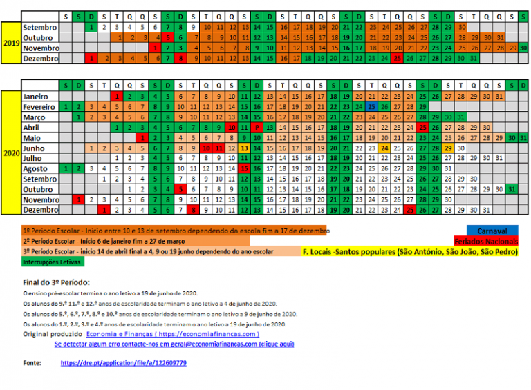 CALENDARIO ESCOLAR 2024 → Com Feriados, Férias Escolares