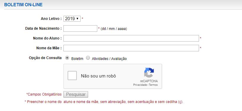 Boletim Escolar Online Pará